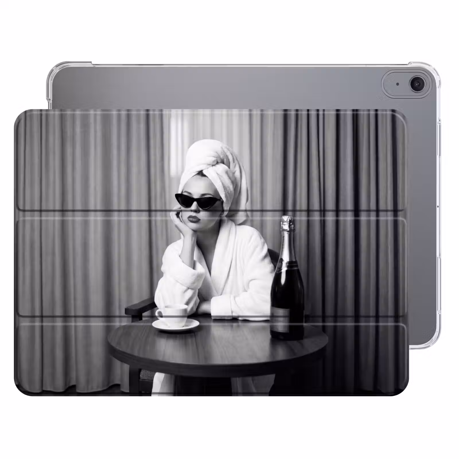 iPad hoes - Vrouw - Bubbels - Zwart - Wit — 1