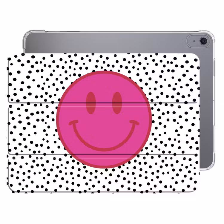 iPad hoes - Smiley - Roze - Stippen — 1