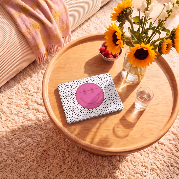 iPad hoes - Smiley - Roze - Stippen — 2