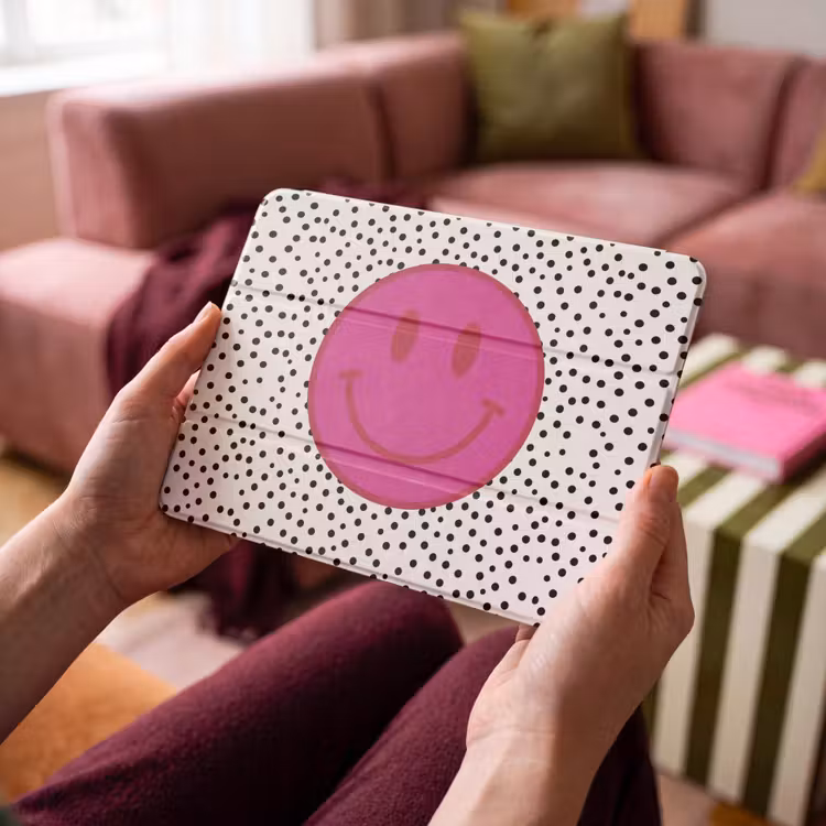 iPad hoes - Smiley - Roze - Stippen — 4