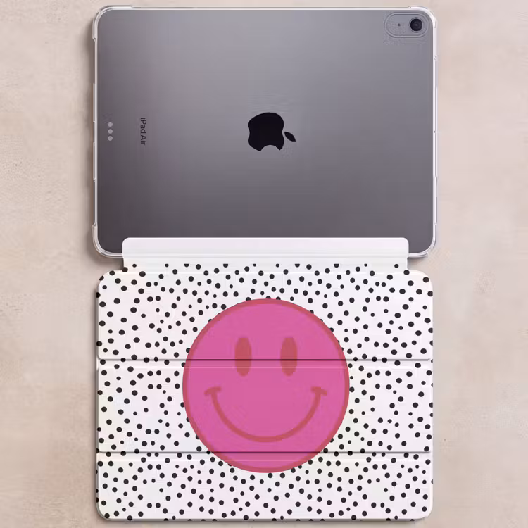 iPad hoes - Smiley - Roze - Stippen — 6