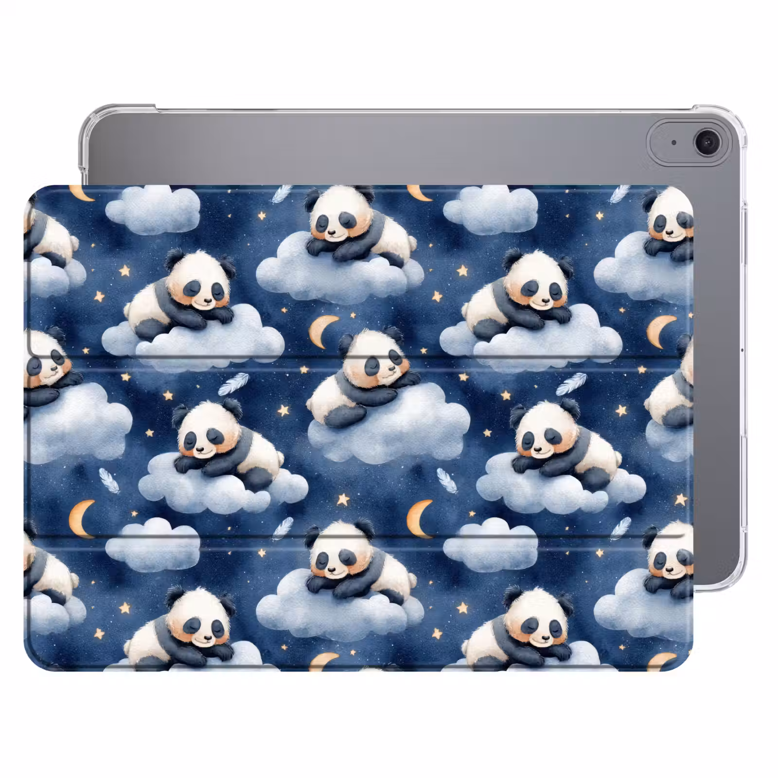 iPad hoes - Panda's - Slapen - Blauw — 1