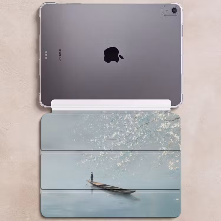 iPad hoes - Bloesems - Minimalistisch - Wateroppervlak - Boot — 6