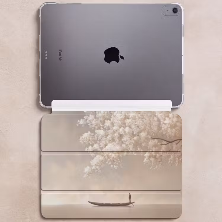 iPad hoes - Bloesems - Wit - Boot - Minimalistisch — 6