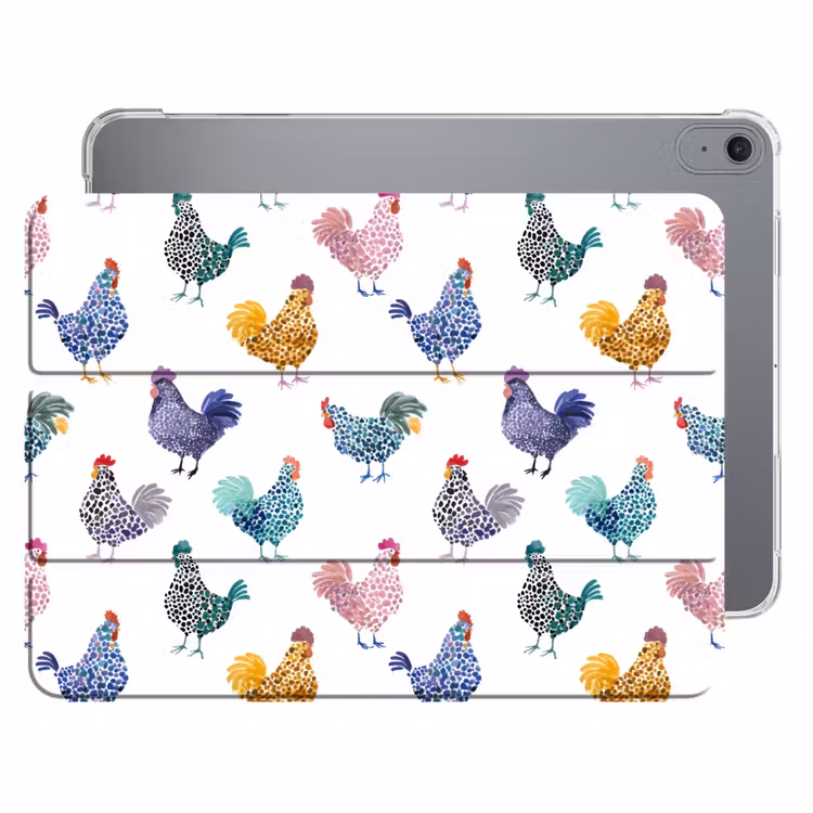 iPad hoes - Kippen -Aquarel - Kleurrijk — 1