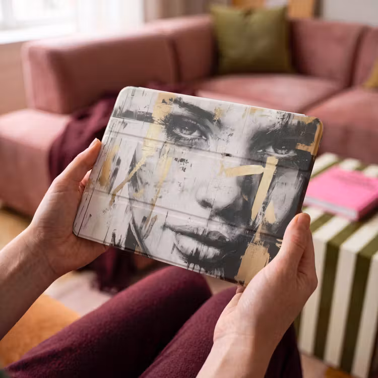 iPad hoes - Portret - Vrouw - Penseelstreken - Goud — 4