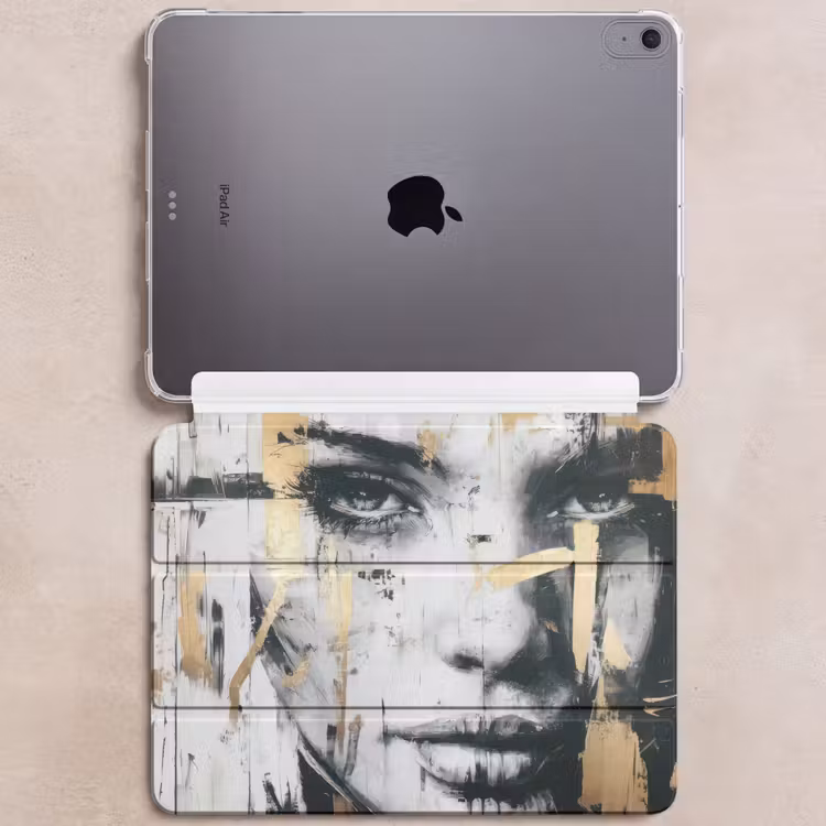 iPad hoes - Portret - Vrouw - Penseelstreken - Goud — 6