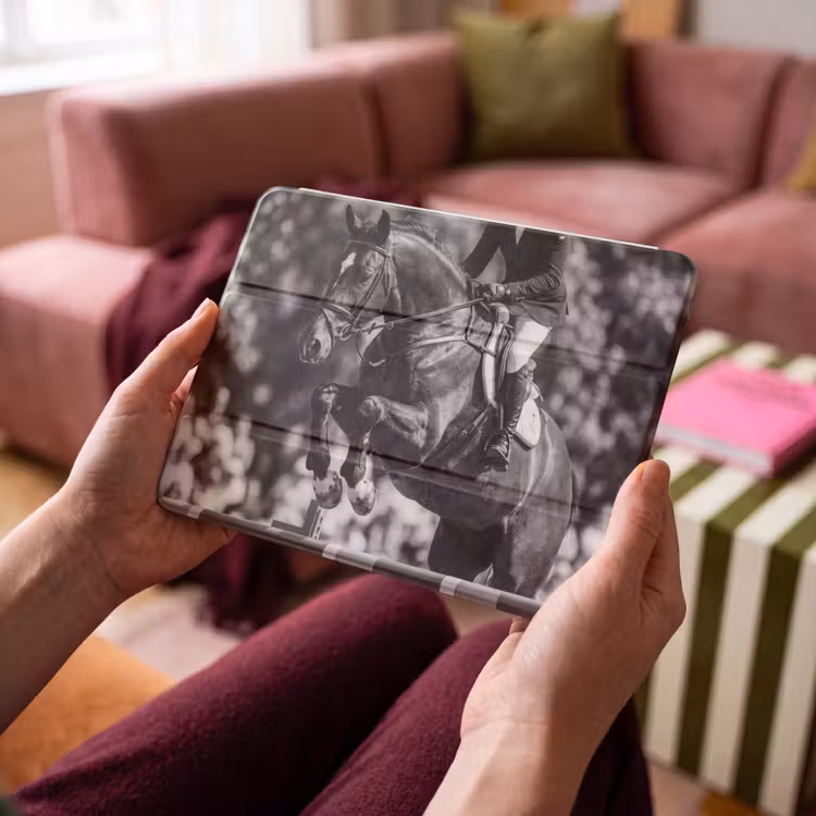 iPad hoes - Springen - Paard - Zwart - Wit — 4