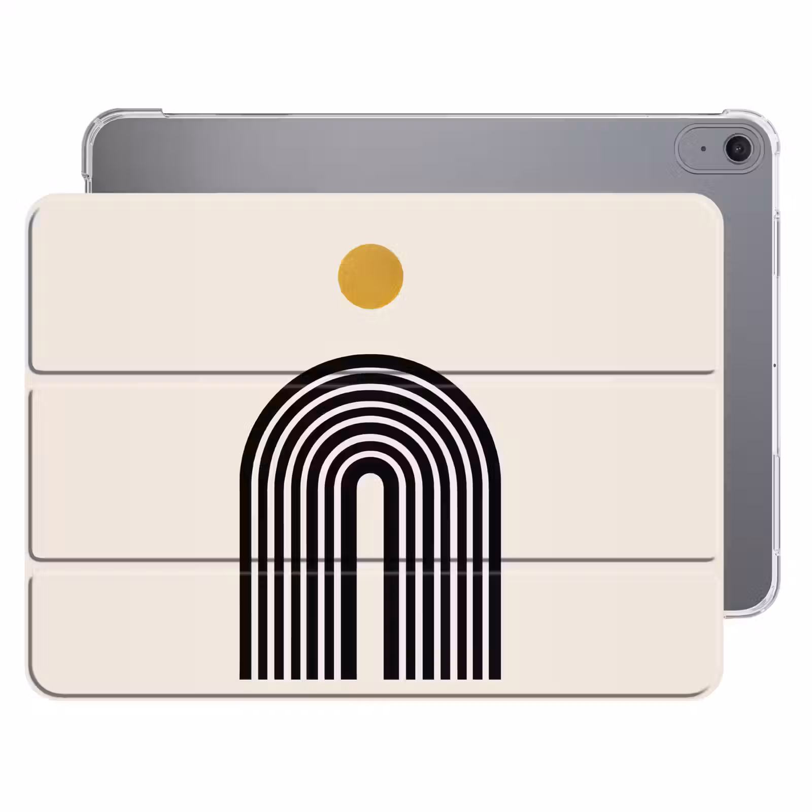 iPad hoes - Minimalistisch - Zwarte boog - Gouden cirkel — 1