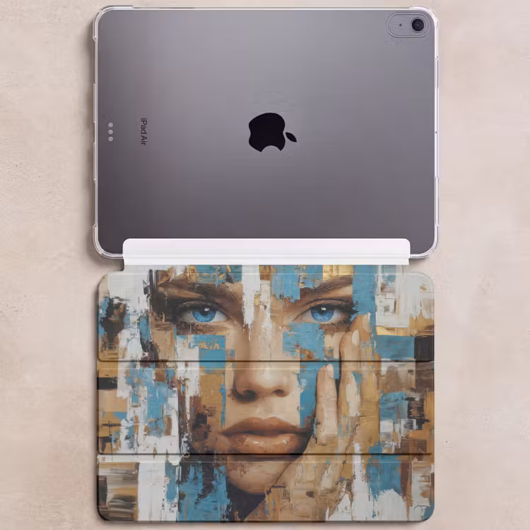 iPad hoes - Abstract - Penseelstreken - Blauw - Gezicht — 6
