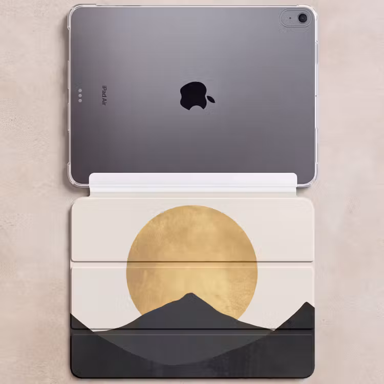 iPad hoes - Bergsilhouetten - Gouden cirkel - Beige — 6