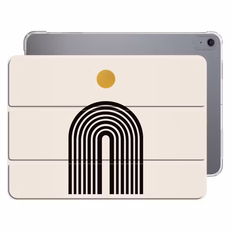 iPad hoes - Minimalistisch - Zwarte boog - Gouden cirkel — 1