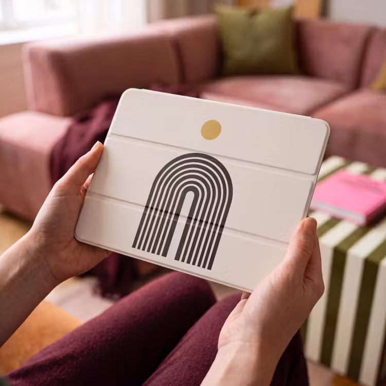 iPad hoes - Minimalistisch - Zwarte boog - Gouden cirkel — 4