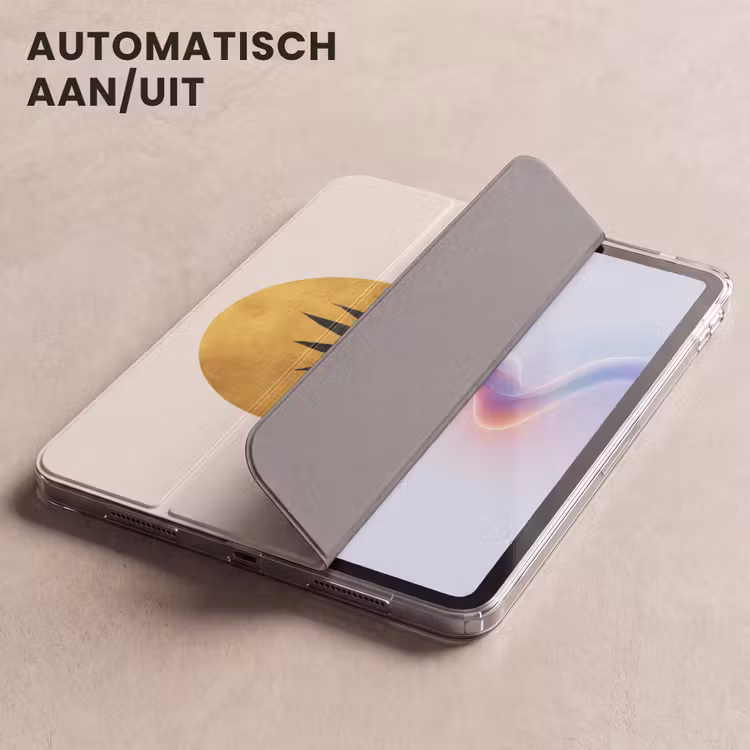 iPad hoes - Zwart palmblad - Gouden cirkel - Beige achtergrond — 5