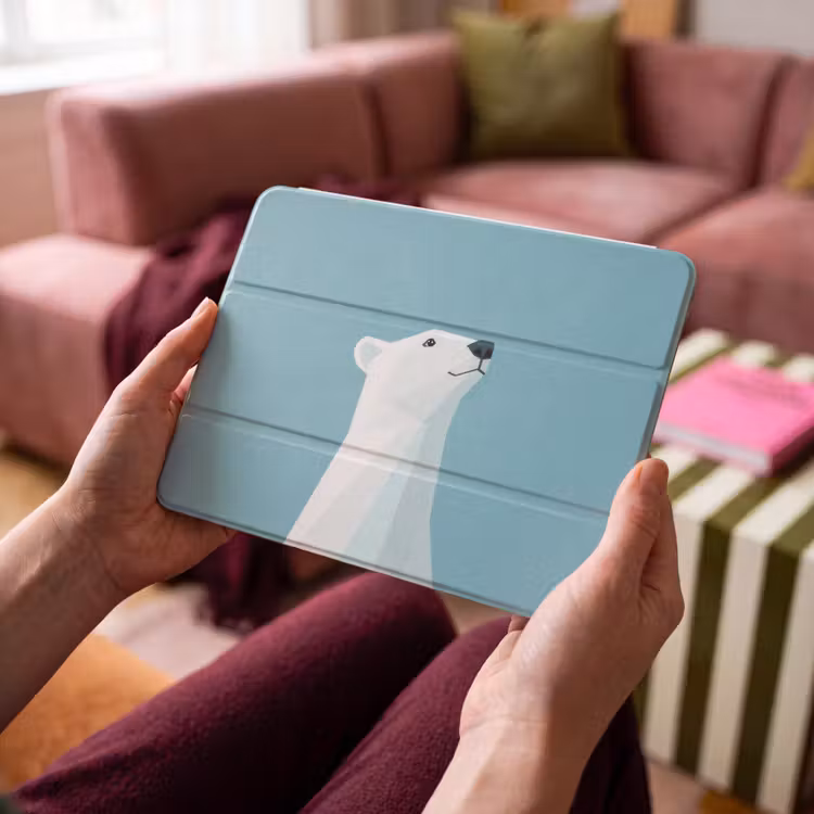 iPad hoes - Ijsbeer - Lichtblauw - Minimalistisch — 4