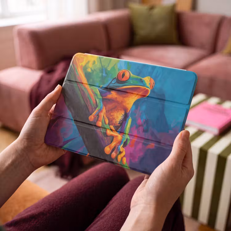 iPad hoes - Kikker - Felgekleurd - Tak - Regenboog — 4
