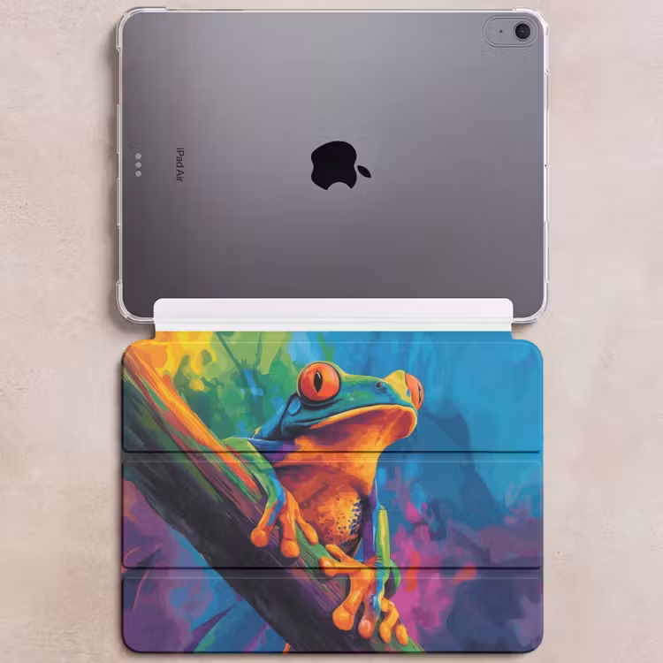 iPad hoes - Kikker - Felgekleurd - Tak - Regenboog — 6