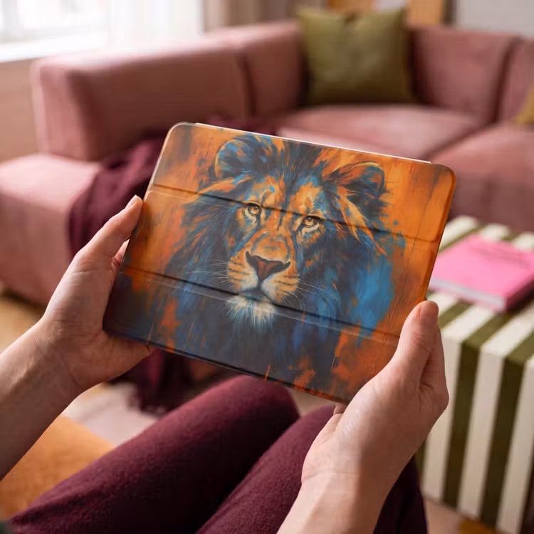 iPad hoes - Schilderij - Leeuwenkop - Oranje — 4