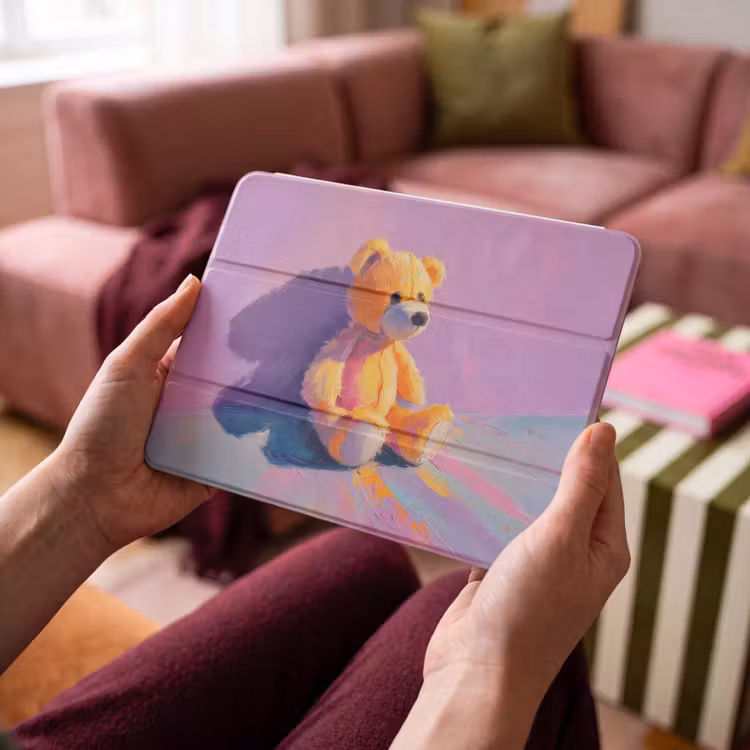 iPad hoes - Teddybeer - Schaduw - Penseelstreken - Paars — 4