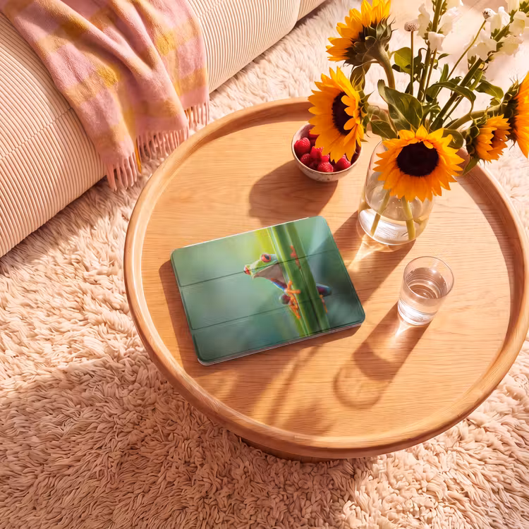 iPad hoes - Groene kikker - Nieuwsgierig - Gras — 2