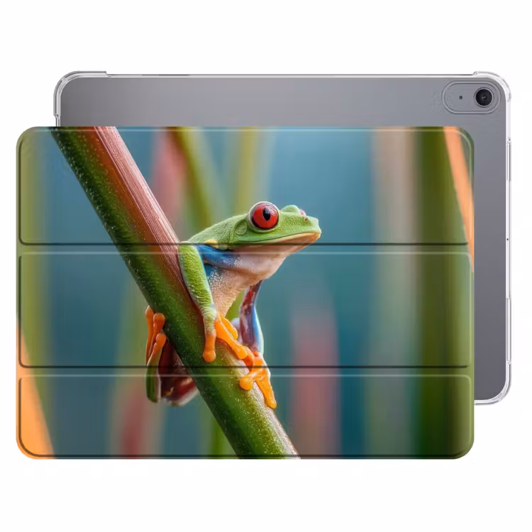 iPad hoes - Kleurrijke kikker - Groene stengel - Alert — 1