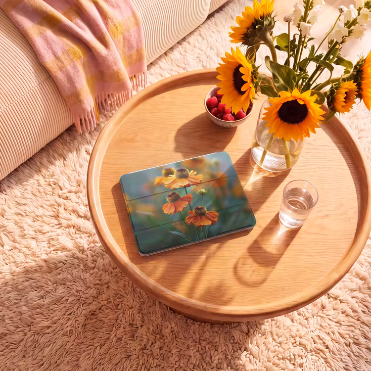 iPad hoes - Oranje bloemen - Levendig - Wazige achtergrond — 2