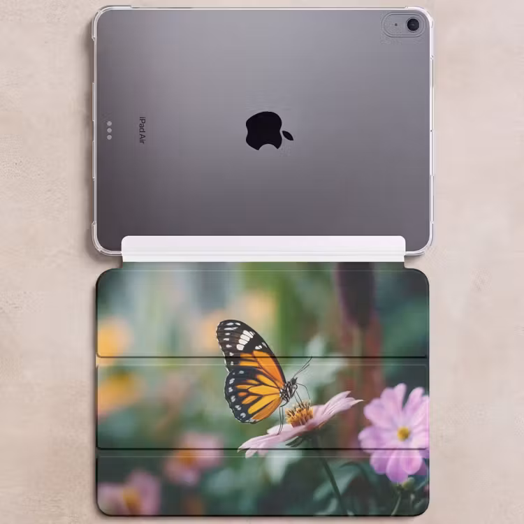 iPad hoes - Roze bloemen - Vlinder - Zachte focus — 6