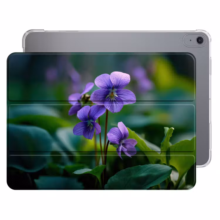 iPad hoes - Viooltjes - Paars - Bloem - Bladeren — 1