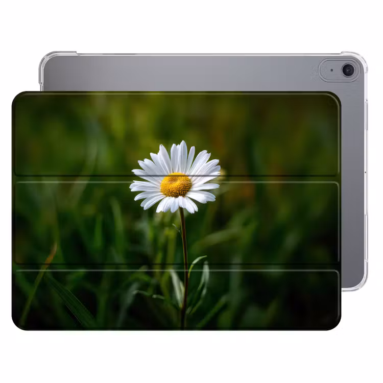 iPad hoes - Wit - Madeliefje - Bloem - Gras — 1