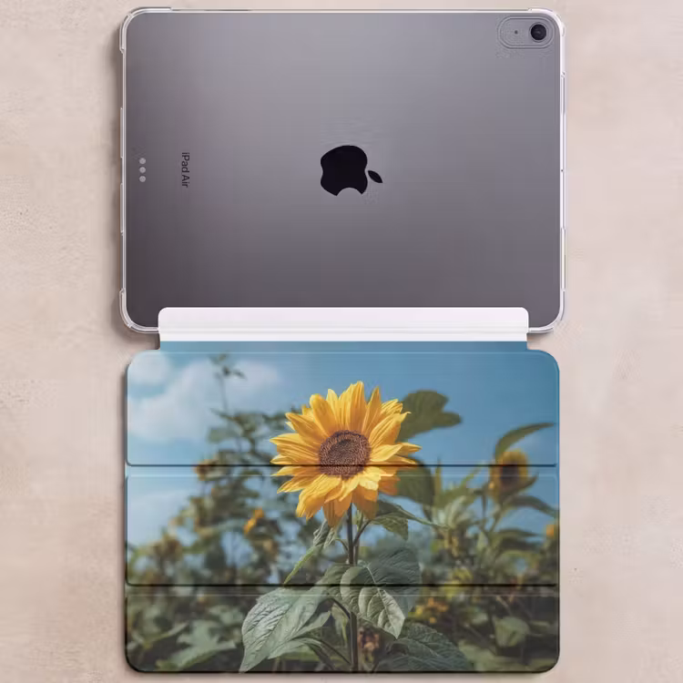 iPad hoes - Zonnebloemen - Helderblauwer lucht - Gras — 6