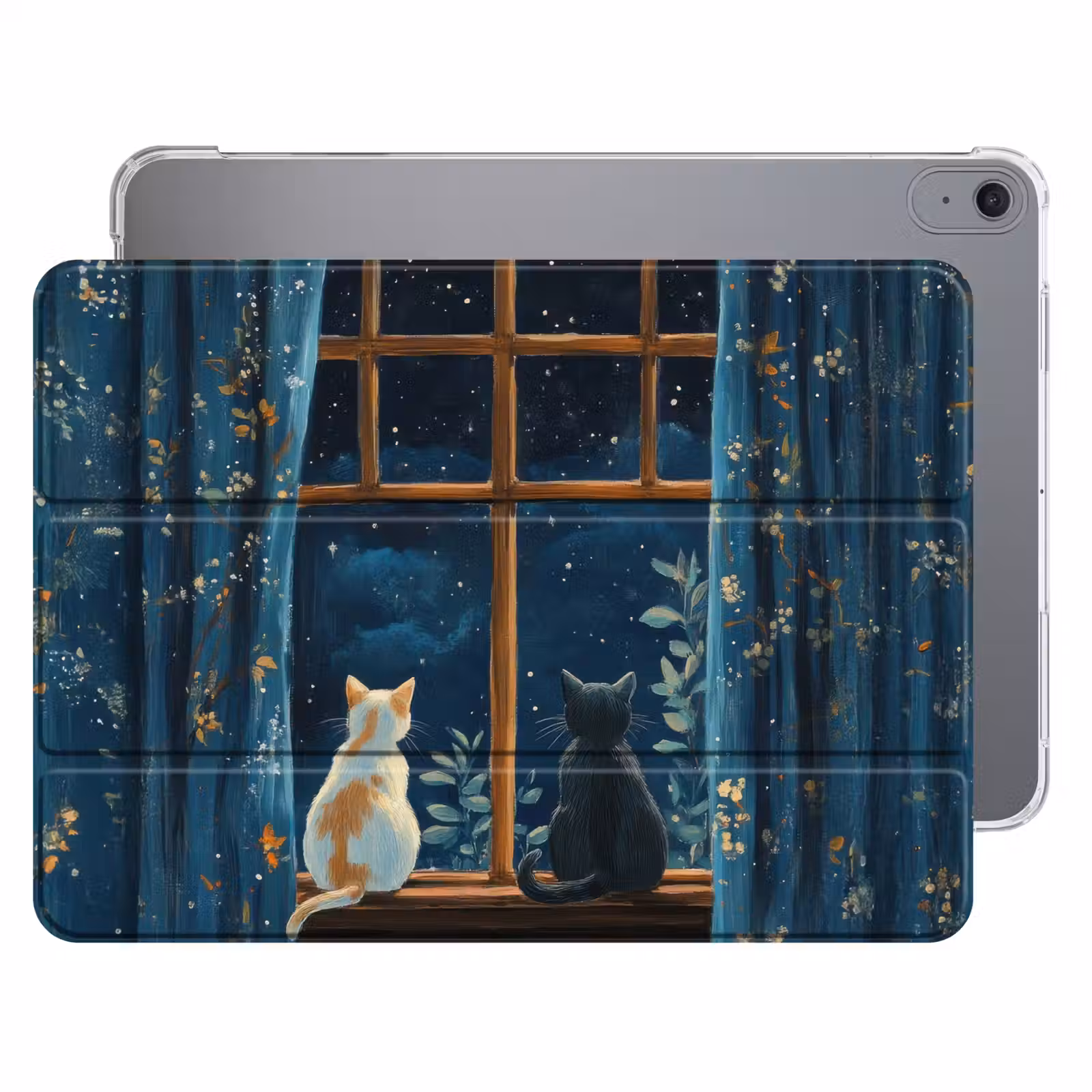 iPad hoes - Kat - Sterrenhemel - Blauw — 1