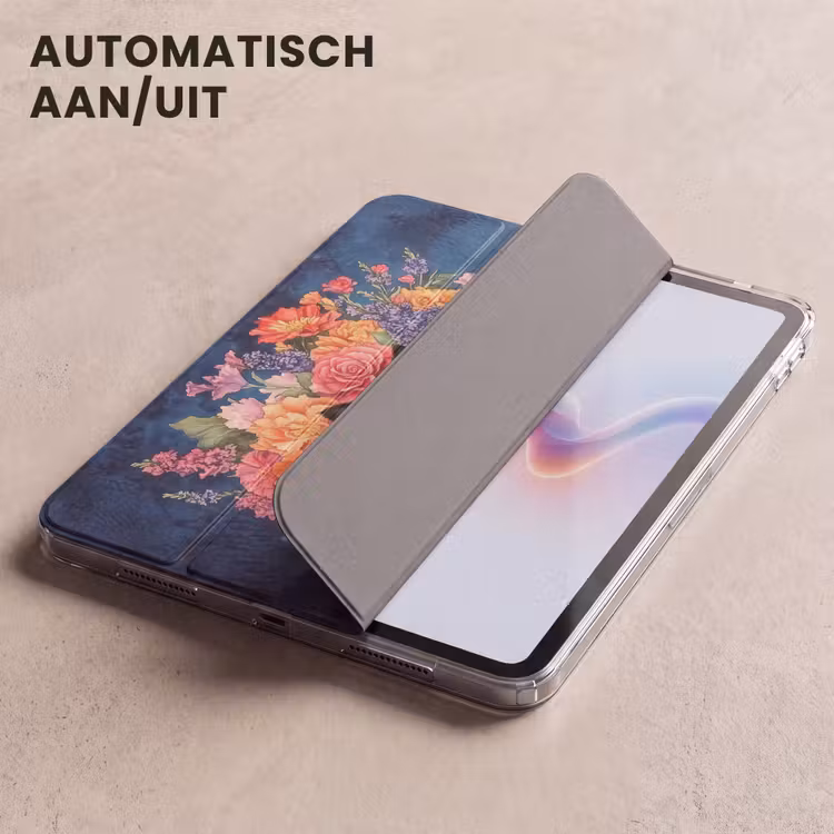 iPad hoes - Kat - Felgekleurde bloemen - Vaas — 5