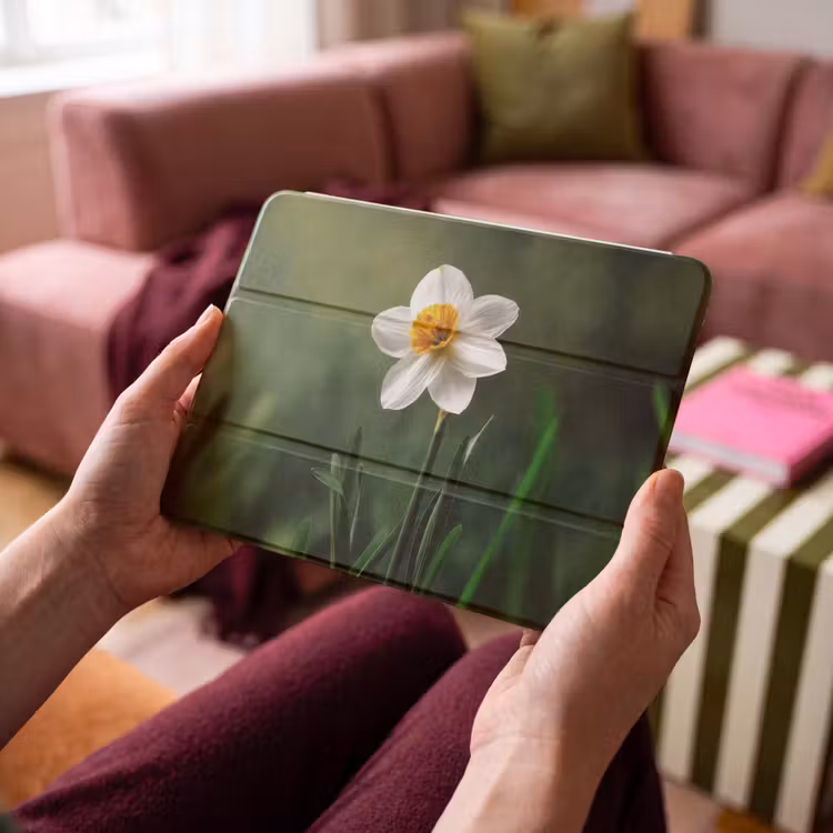 iPad hoes - Narcis - Bloem - Wit - Grassprieten — 4
