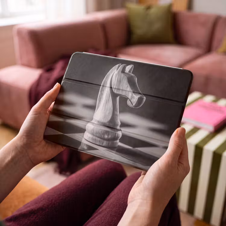 iPad hoes - Paard - Hout - Schaalbord - Zwart — 4