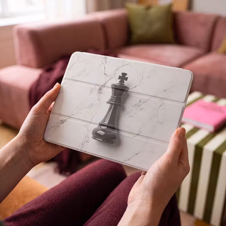 iPad hoes - Schaakstuk - Koning - Zwart - Marmer — 4
