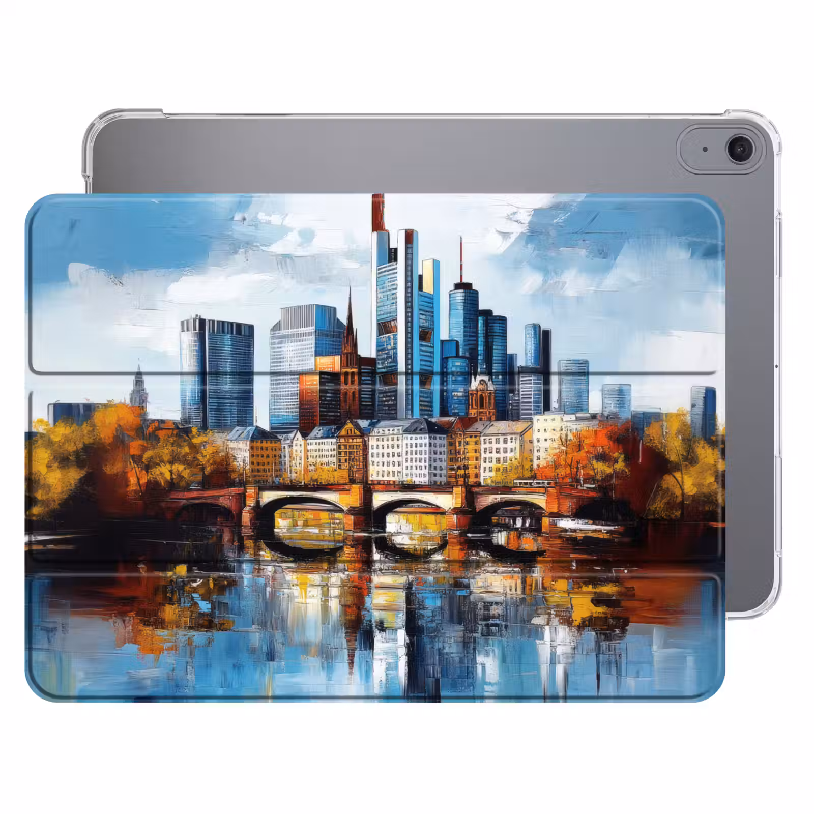 iPad hoes - Bomen Frankfurt- Stad - Skyline - Brug — 1