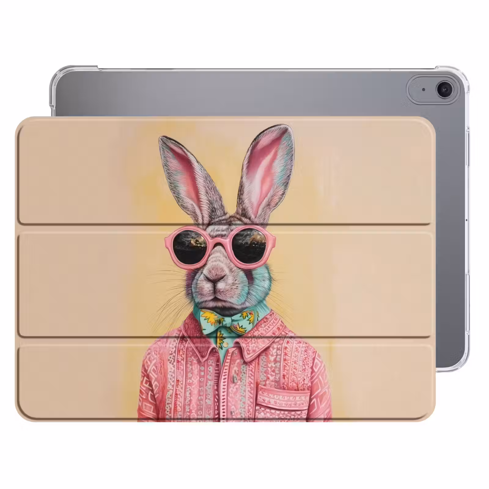 iPad hoes - Grijs - Konijn - Blouse - Strik — 1