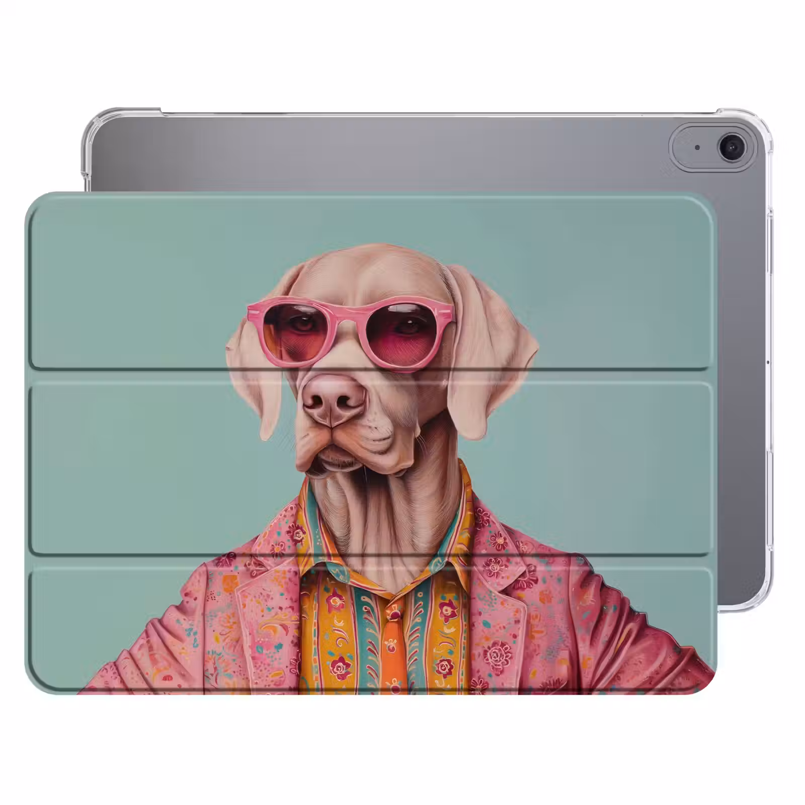 iPad hoes - Hond - Overhemd - Bloemen - Bril — 1