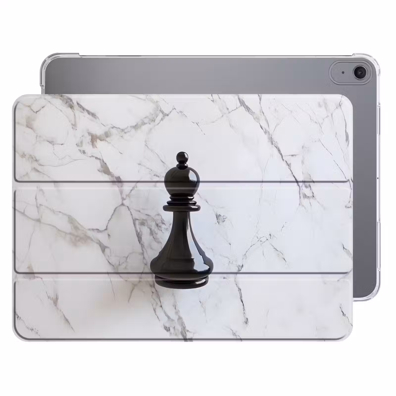 iPad hoes - Schaakstuk - Loper - Zwart - Marmer — 1