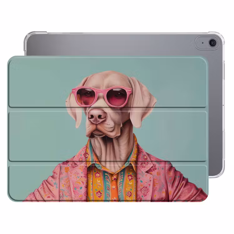 iPad hoes - Hond - Overhemd - Bloemen - Bril — 1