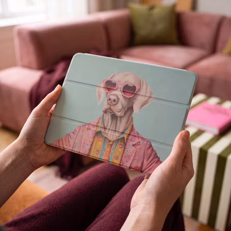 iPad hoes - Hond - Overhemd - Bloemen - Bril — 4
