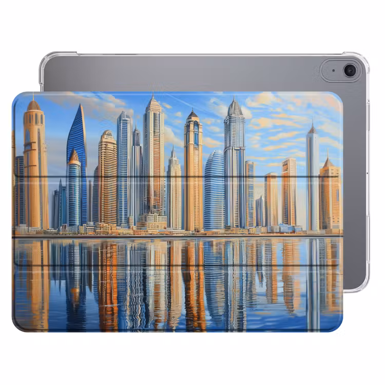 iPad hoes - Skyline - Wolkenkrabbers - Water - Blauw — 1