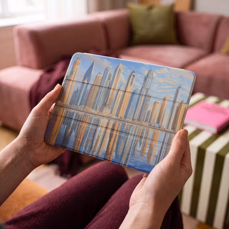 iPad hoes - Skyline - Wolkenkrabbers - Water - Blauw — 4