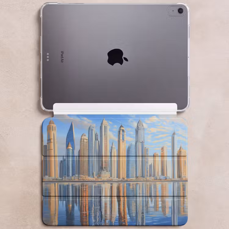 iPad hoes - Skyline - Wolkenkrabbers - Water - Blauw — 6