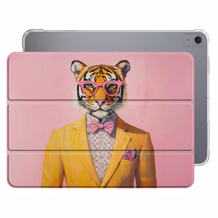 iPad hoes - Tijger - Bril - Geel - Jasje — 1