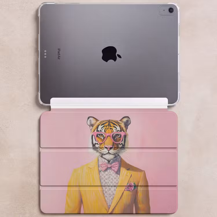 iPad hoes - Tijger - Bril - Geel - Jasje — 6