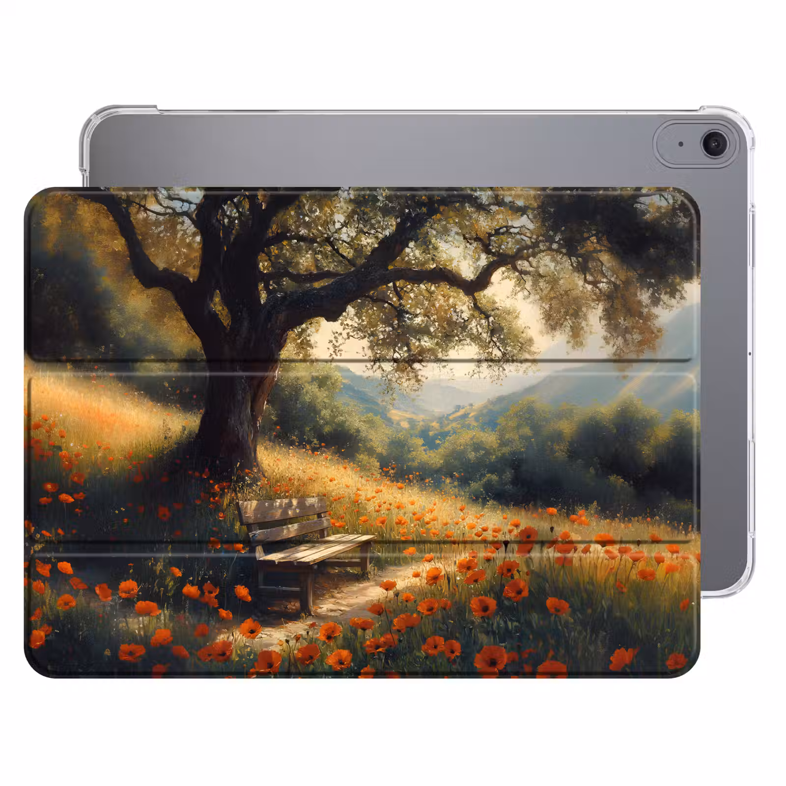 iPad hoes - Bankje - Boom - Klaprozen - Heuvels — 1