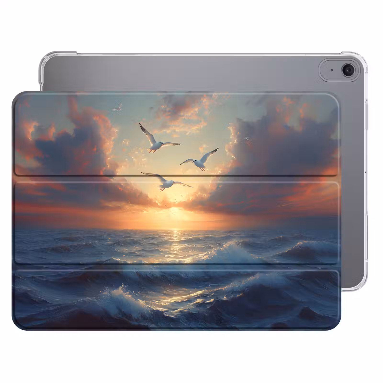 iPad hoes - Meeuwen - Zonsondergang - Zee - Wolken — 1