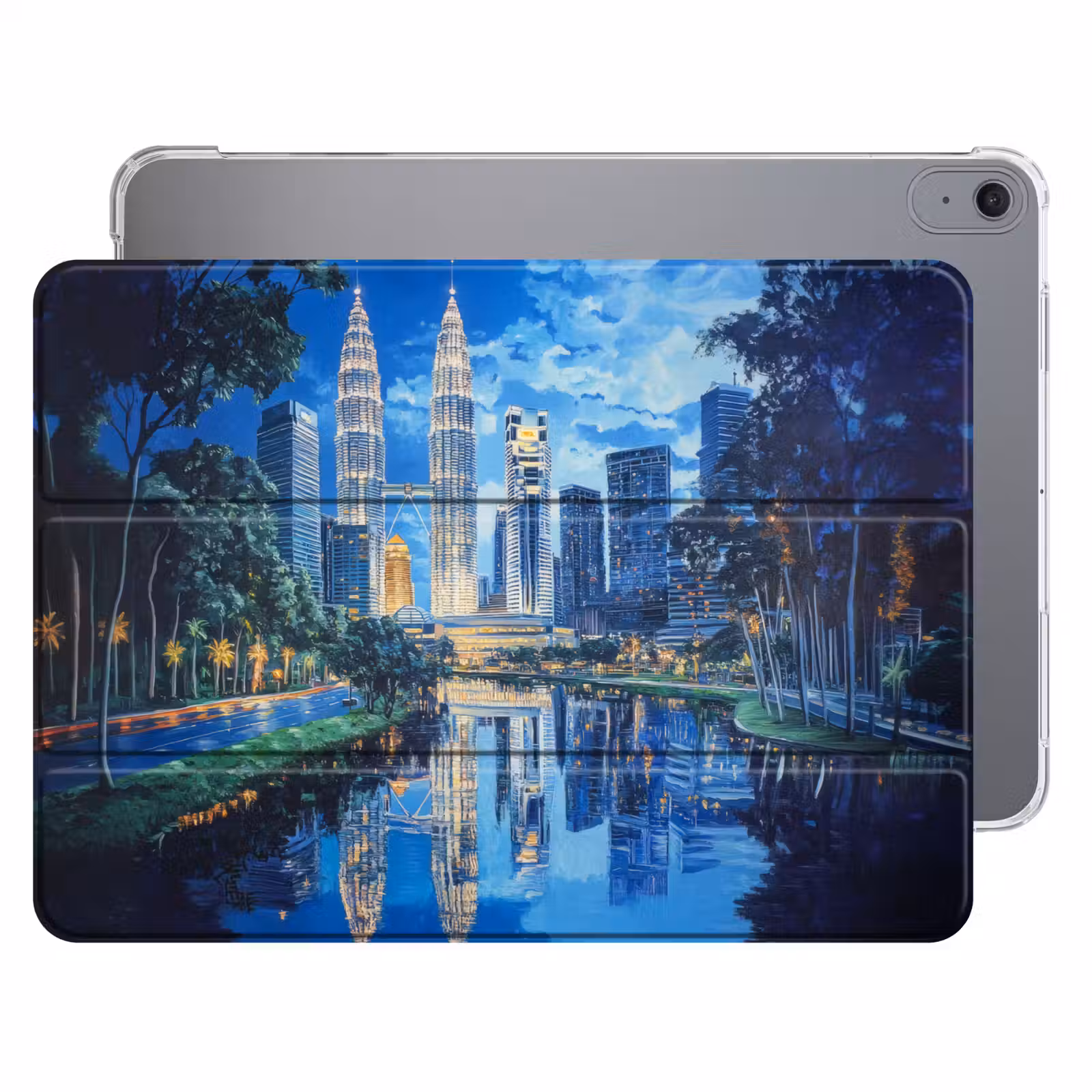 iPad hoes - Stad Kuala Lumpur - Skyline - Wolkenkrabbers - Water — 1