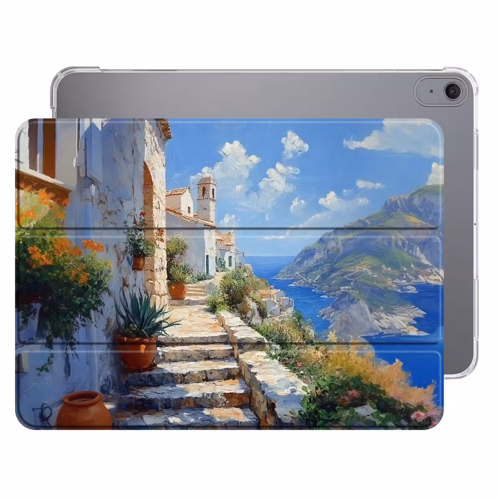 iPad hoes - Trap - Huizen - Berglandschap - Zee — 1
